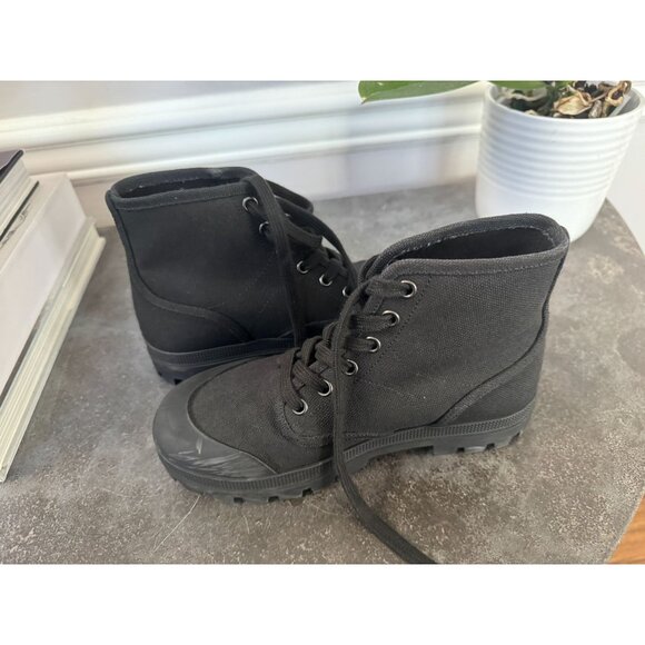 Céline Black Patapans Lace-Up Boots Size 35 - Picture 7 of 9